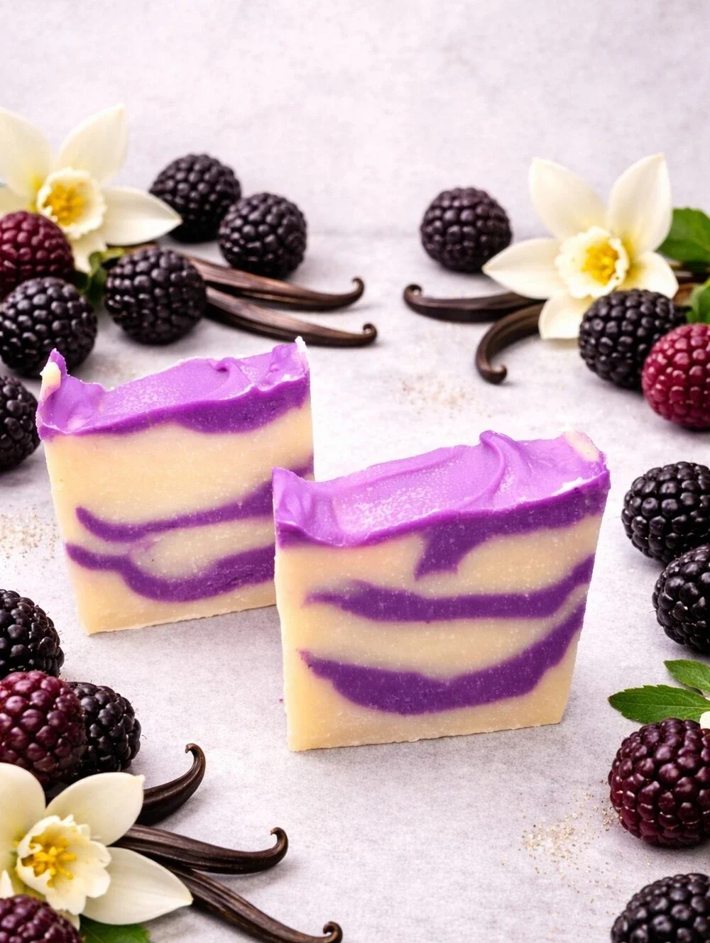 2 Bars Black Rasberry Vanilla Scented Handmade Soap